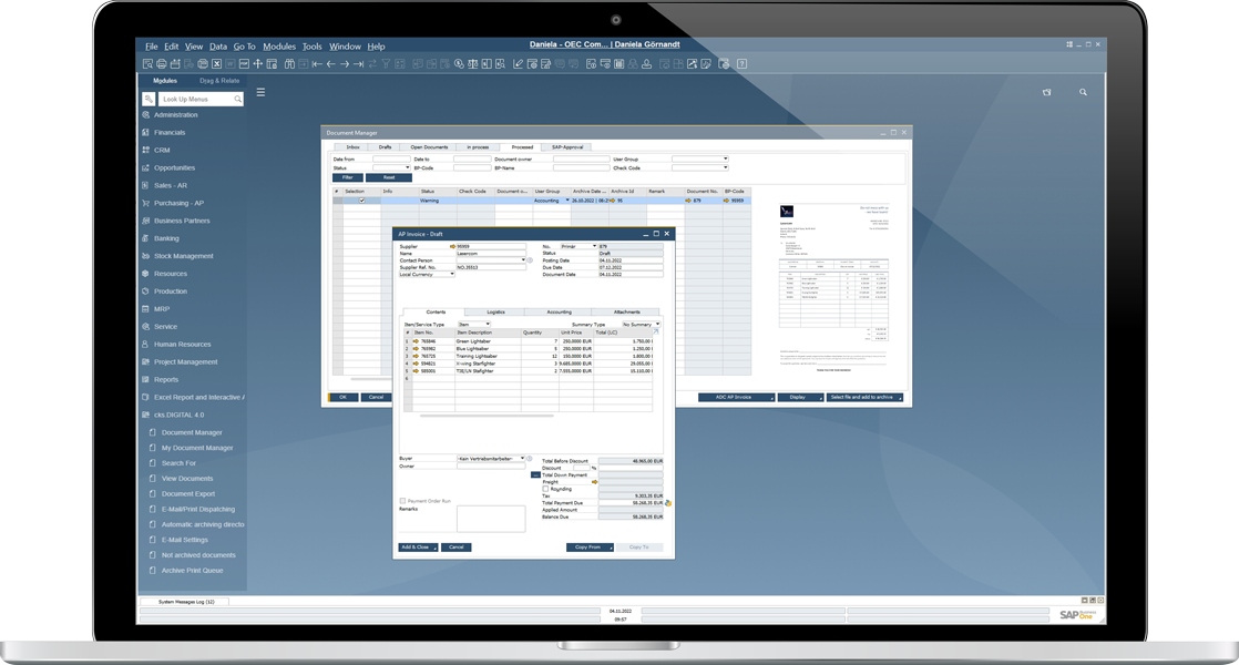 AI-based Invoice Automation for SAP Business One