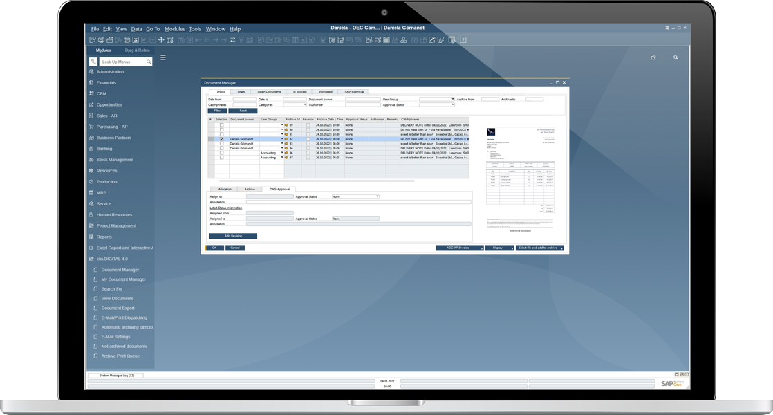 Digitale Archivierung für  SAP Business One